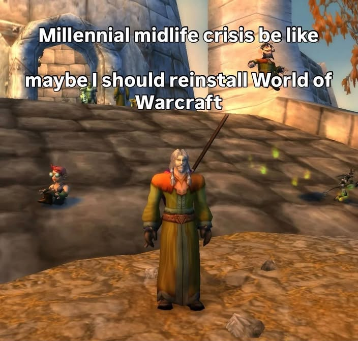 Millennial midlife crisis be like: maybe I should reinstall World of Warcraft